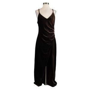 Betsy & Adam Velvet Sleeveless Long Column Evening Gown Brown Size 12 Dress